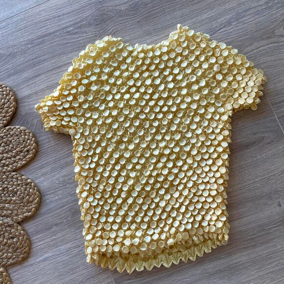 Vintage Y2K Butter Yellow Magic Popcorn Top Shirt Bubble Stretch Clean Girl 90's - Picture 2 of 6